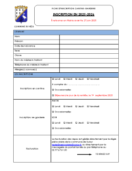 2025-2026 – INSCRIPTIONS PERISCOLAIRES